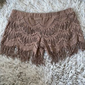 Fringe cover-up shorts